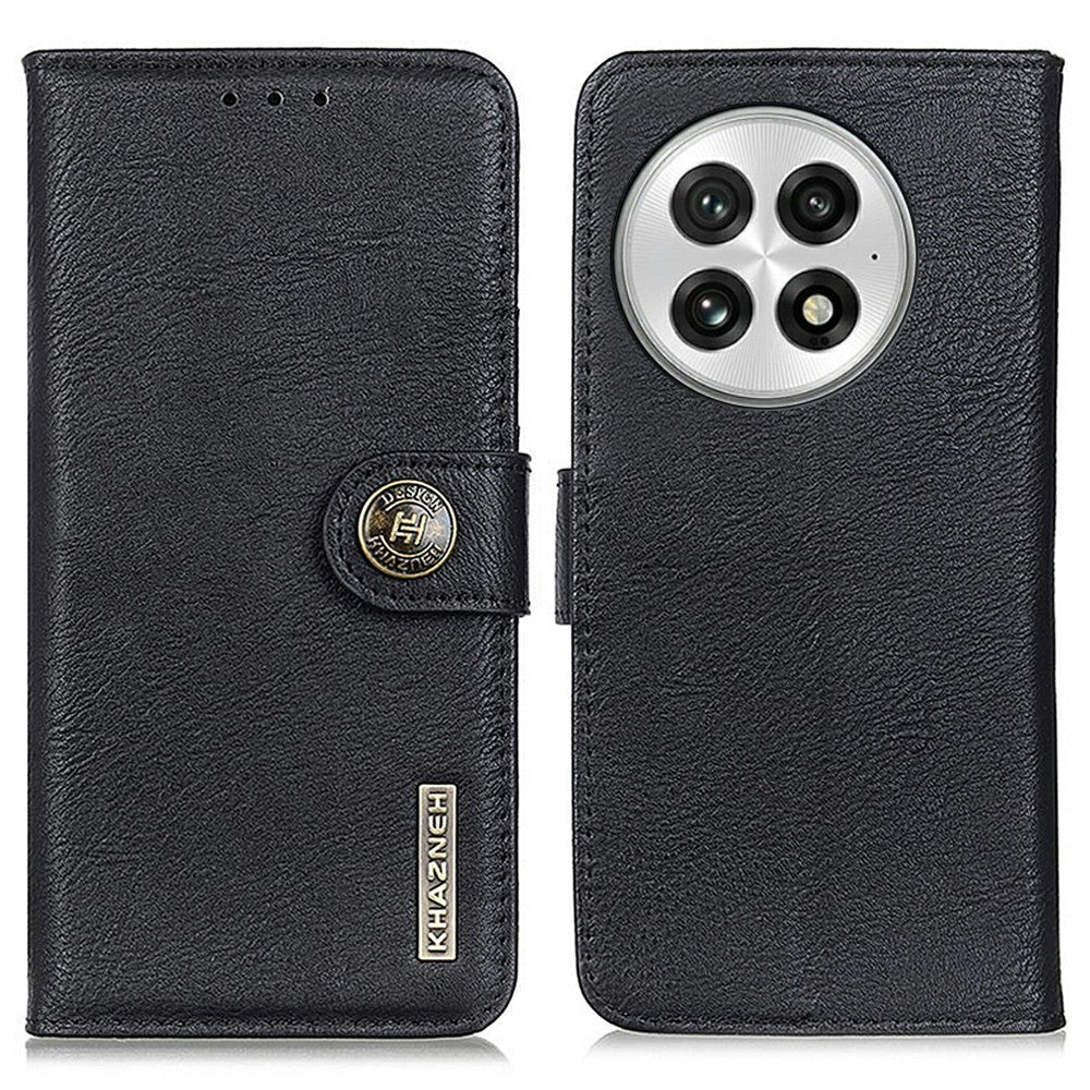 KHAZNEH For OnePlus 13 Wallet Case Cowhide Texture Leather Flip Phone Cover