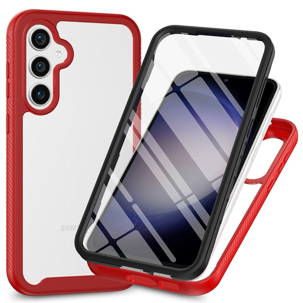 För Samsung Galaxy S25 Fodral PC+TPU Telefon Genomskinligt Bakstycke med PET Skärmfilm