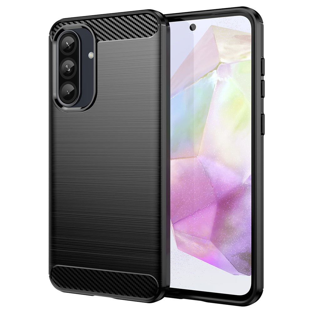 Til Samsung Galaxy A36 5G / A56 5G etui med kulfibertekstur, børstet, anti-fingeraftryk, bagcover til telefon