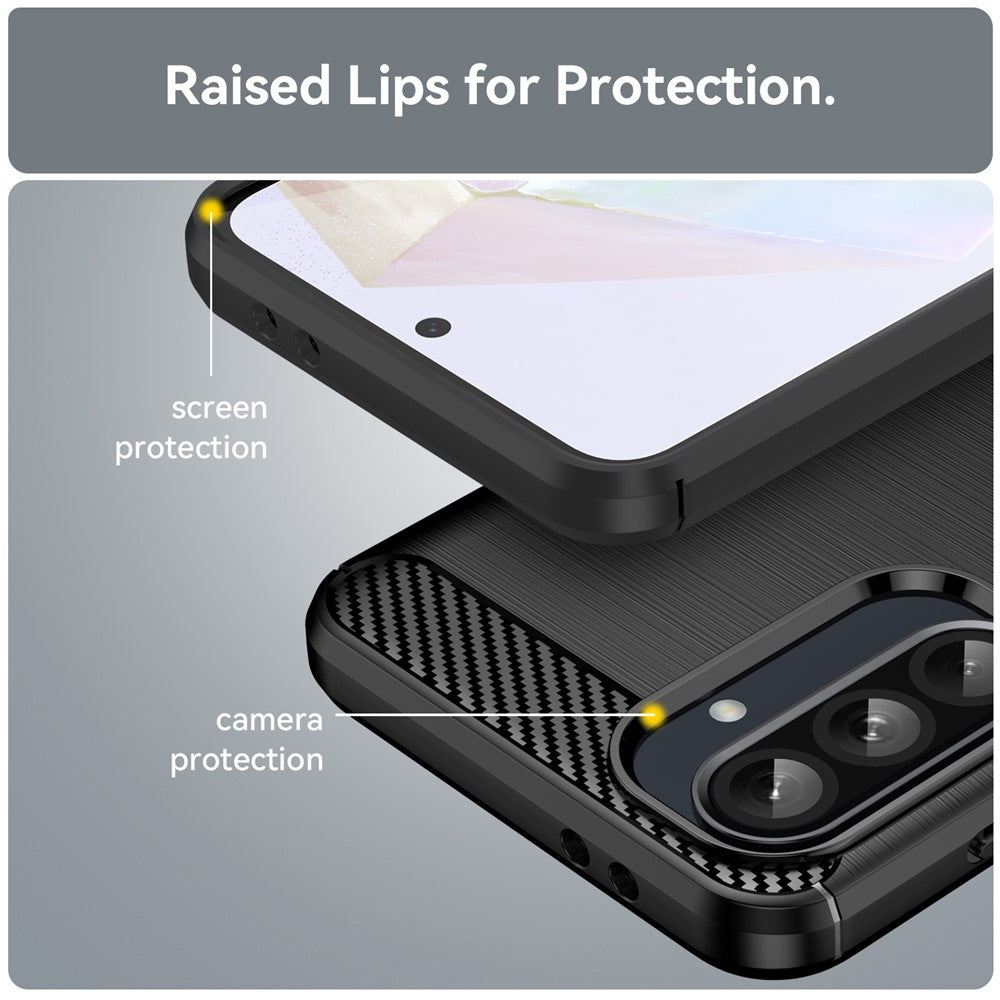 Til Samsung Galaxy A36 5G / A56 5G etui med kulfibertekstur, børstet, anti-fingeraftryk, bagcover til telefon