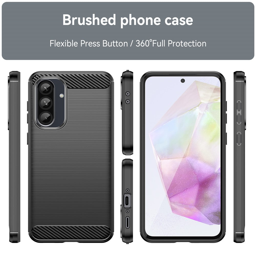 Til Samsung Galaxy A36 5G / A56 5G etui med kulfibertekstur, børstet, anti-fingeraftryk, bagcover til telefon