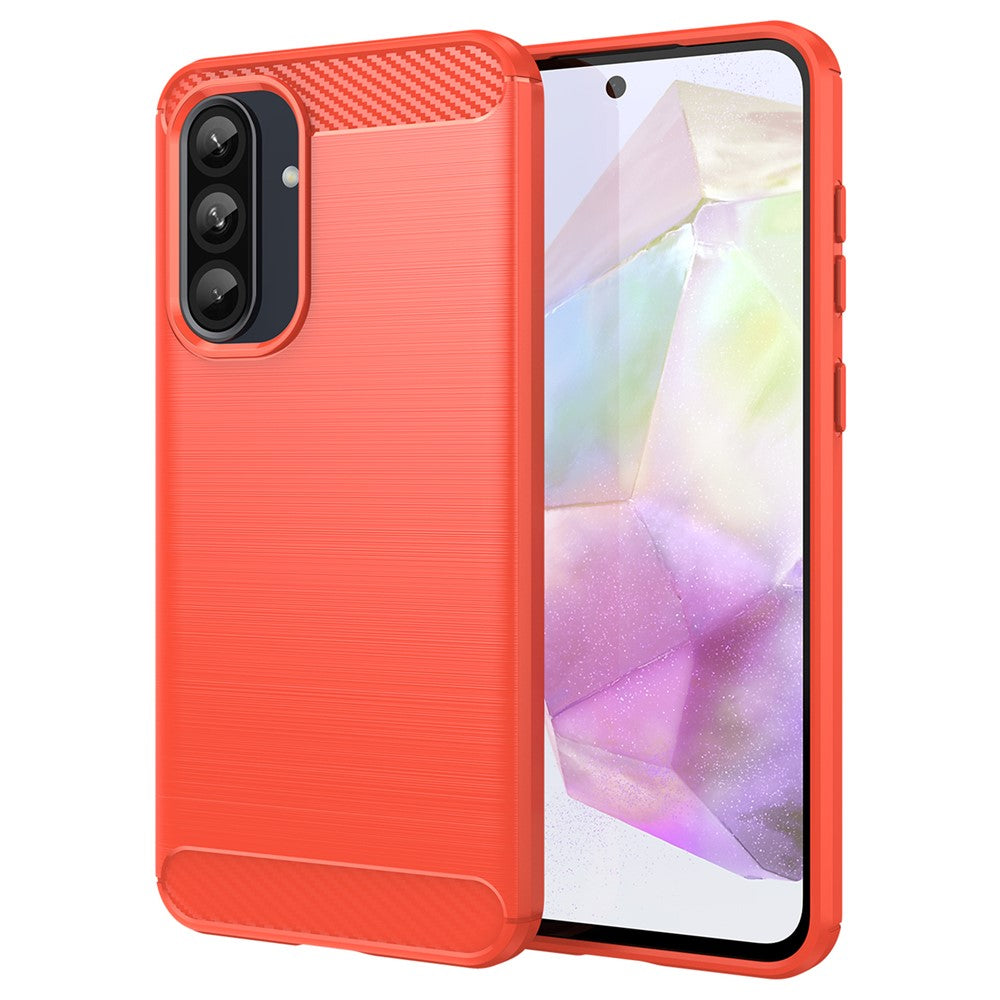 Til Samsung Galaxy A36 5G / A56 5G etui med kulfibertekstur, børstet, anti-fingeraftryk, bagcover til telefon
