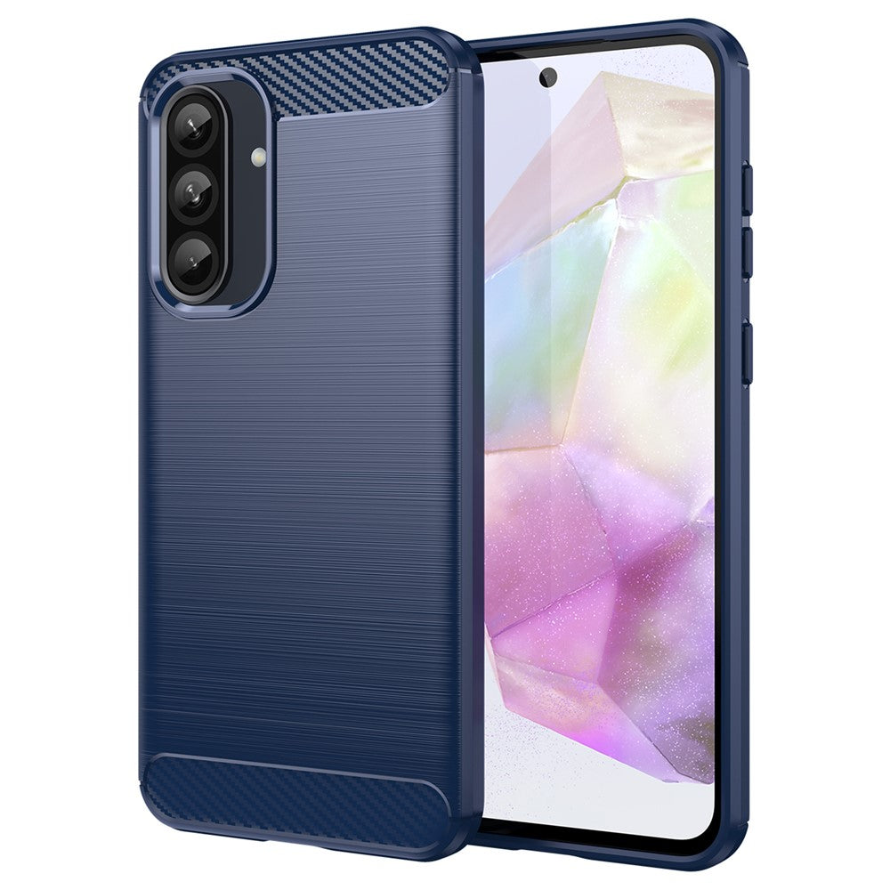 Til Samsung Galaxy A36 5G / A56 5G etui med kulfibertekstur, børstet, anti-fingeraftryk, bagcover til telefon