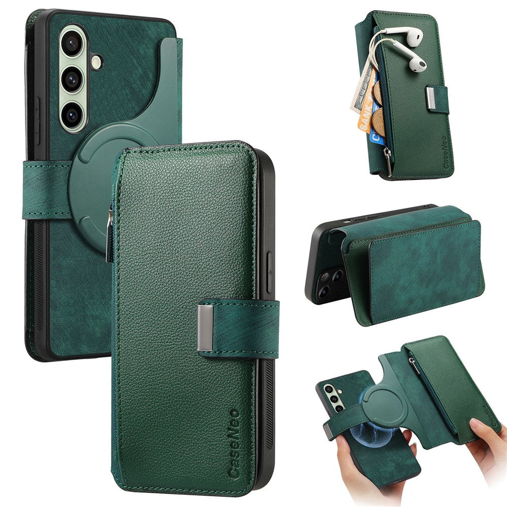 CASENEO For Samsung Galaxy S25+ MW-02 Detachable Magnetic Leather Wallet Phone Cover