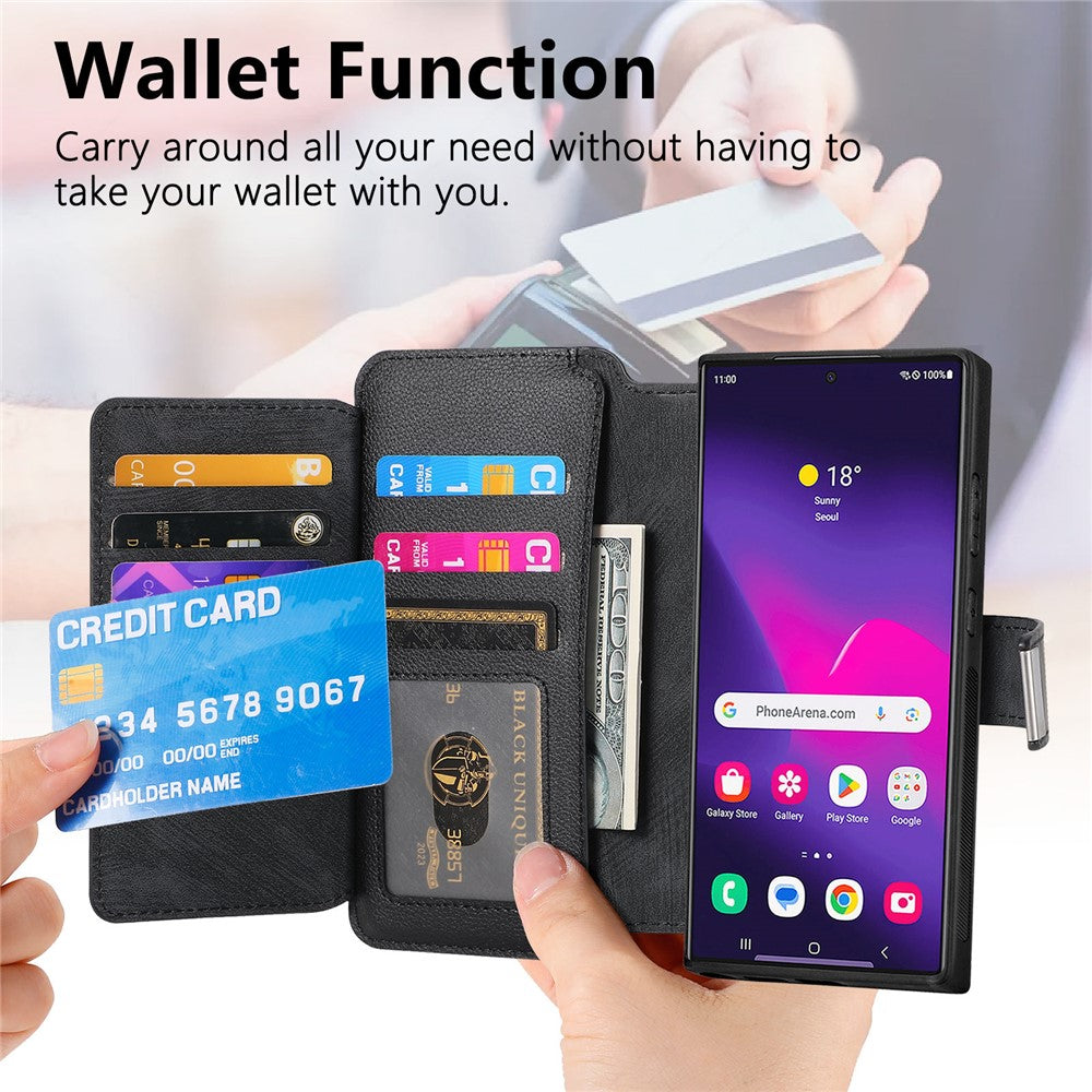 CASENEO Til Samsung Galaxy S25 Ultra MW-02 Aftageligt Magnetisk Læder Pung Telefoncover