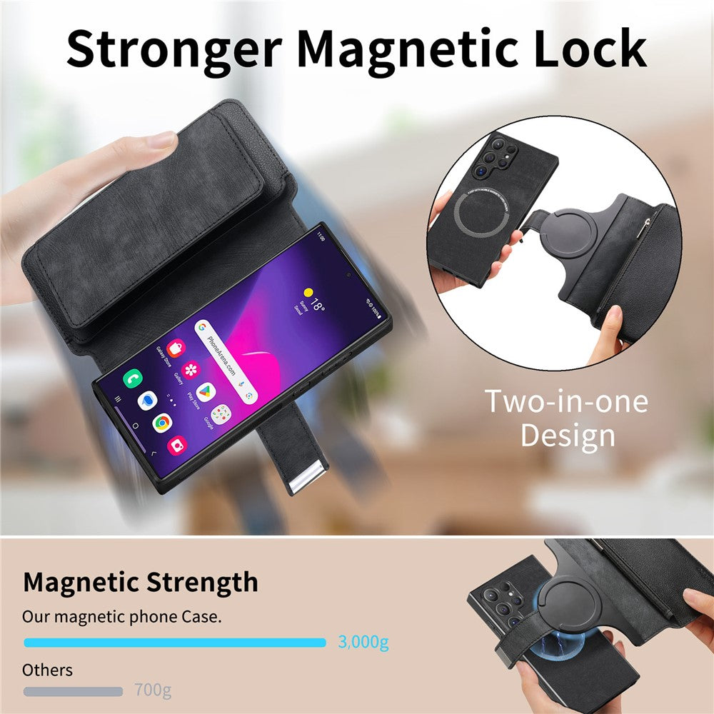 CASENEO Til Samsung Galaxy S25 Ultra MW-02 Aftageligt Magnetisk Læder Pung Telefoncover