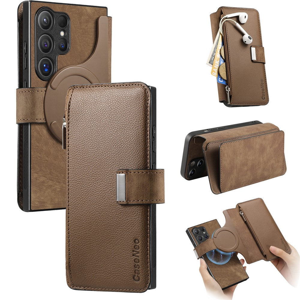 CASENEO Til Samsung Galaxy S25 Ultra MW-02 Aftageligt Magnetisk Læder Pung Telefoncover