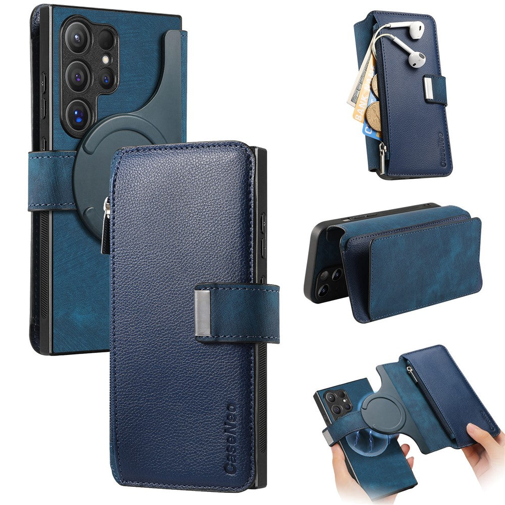 CASENEO Til Samsung Galaxy S25 Ultra MW-02 Aftageligt Magnetisk Læder Pung Telefoncover