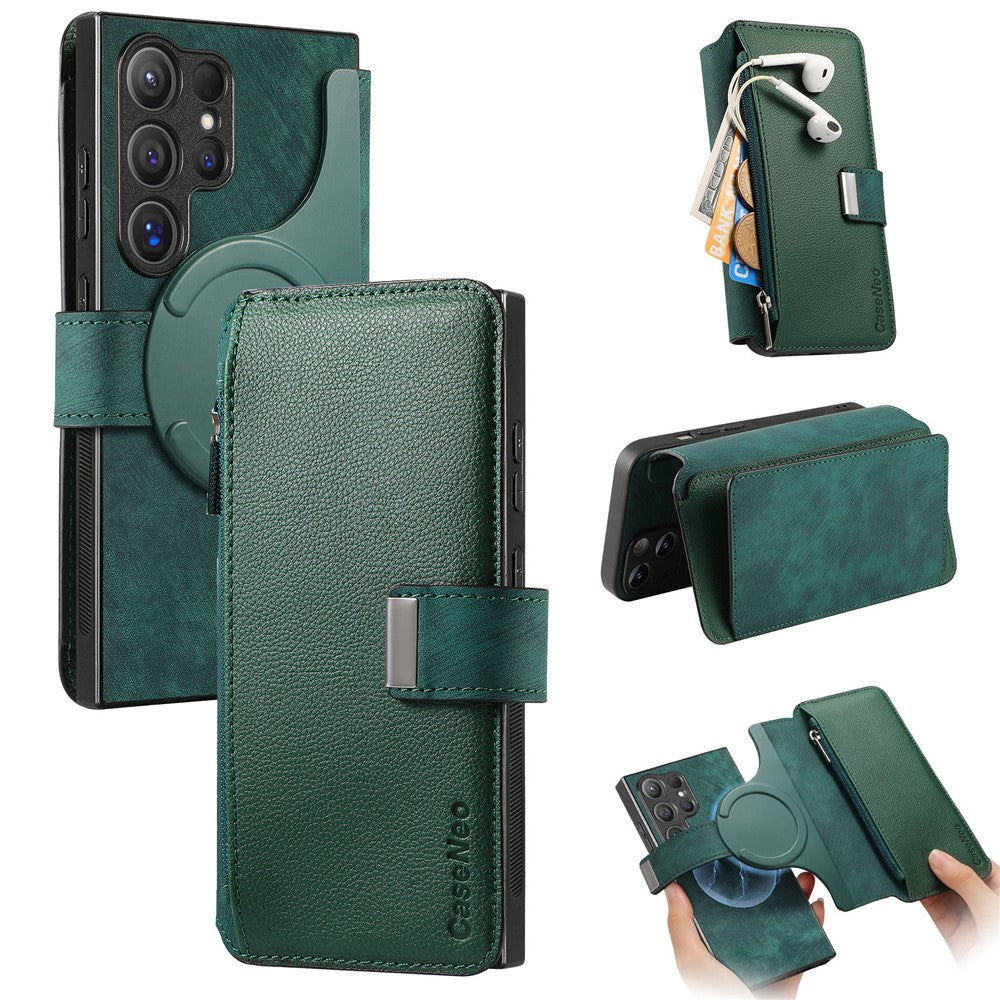 CASENEO Til Samsung Galaxy S25 Ultra MW-02 Aftageligt Magnetisk Læder Pung Telefoncover