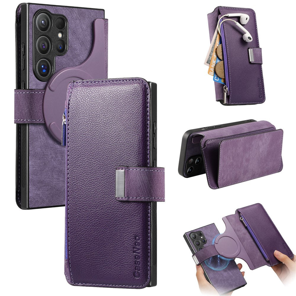 CASENEO Til Samsung Galaxy S25 Ultra MW-02 Aftageligt Magnetisk Læder Pung Telefoncover
