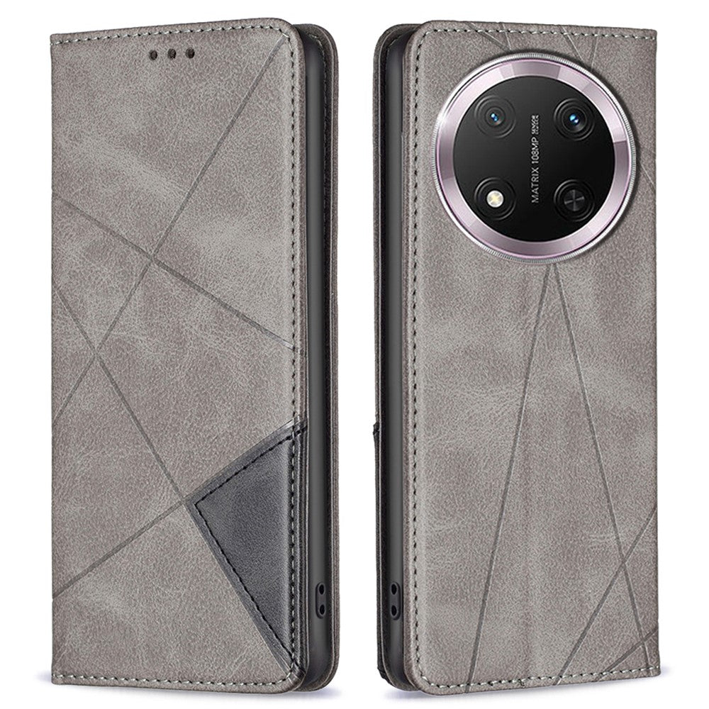 For Honor Magic7 Lite 5G / X9c 5G / X60 Pro 5G Case Card Slots Geometry Imprint Leather Phone Cover
