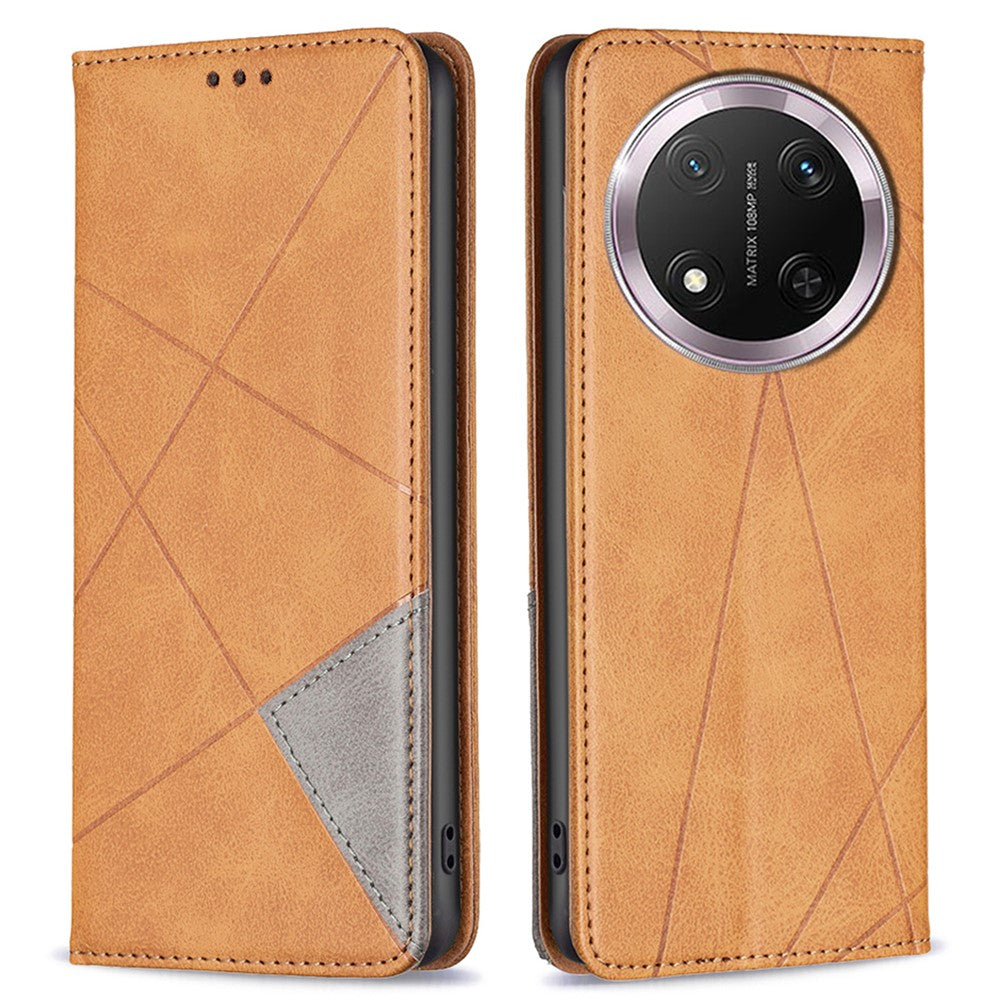For Honor Magic7 Lite 5G / X9c 5G / X60 Pro 5G Case Card Slots Geometry Imprint Leather Phone Cover