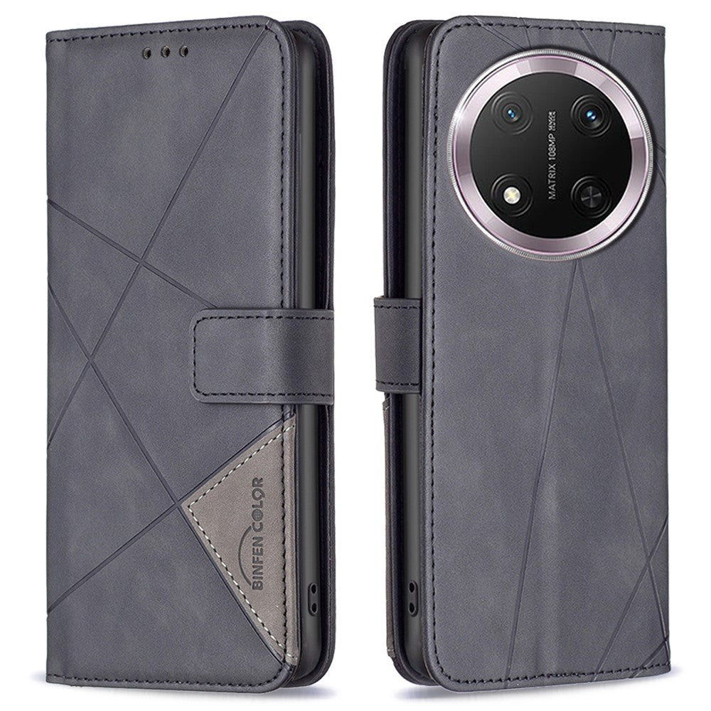 BINFEN COLOR For Honor Magic7 Lite 5G / X9c 5G / X60 Pro 5G Phone Cases Wallet Stand Geometry Imprint Leather Cover