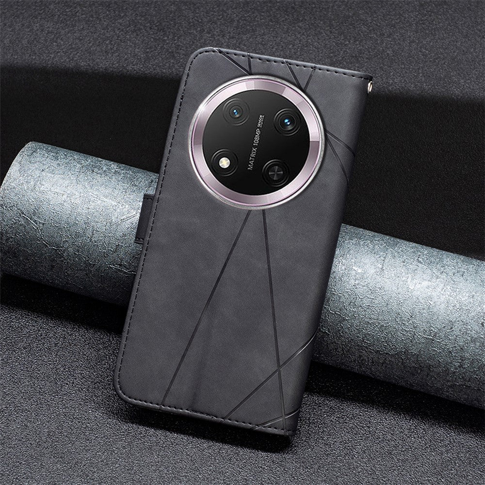 BINFEN COLOR For Honor Magic7 Lite 5G / X9c 5G / X60 Pro 5G Phone Cases Wallet Stand Geometry Imprint Leather Cover