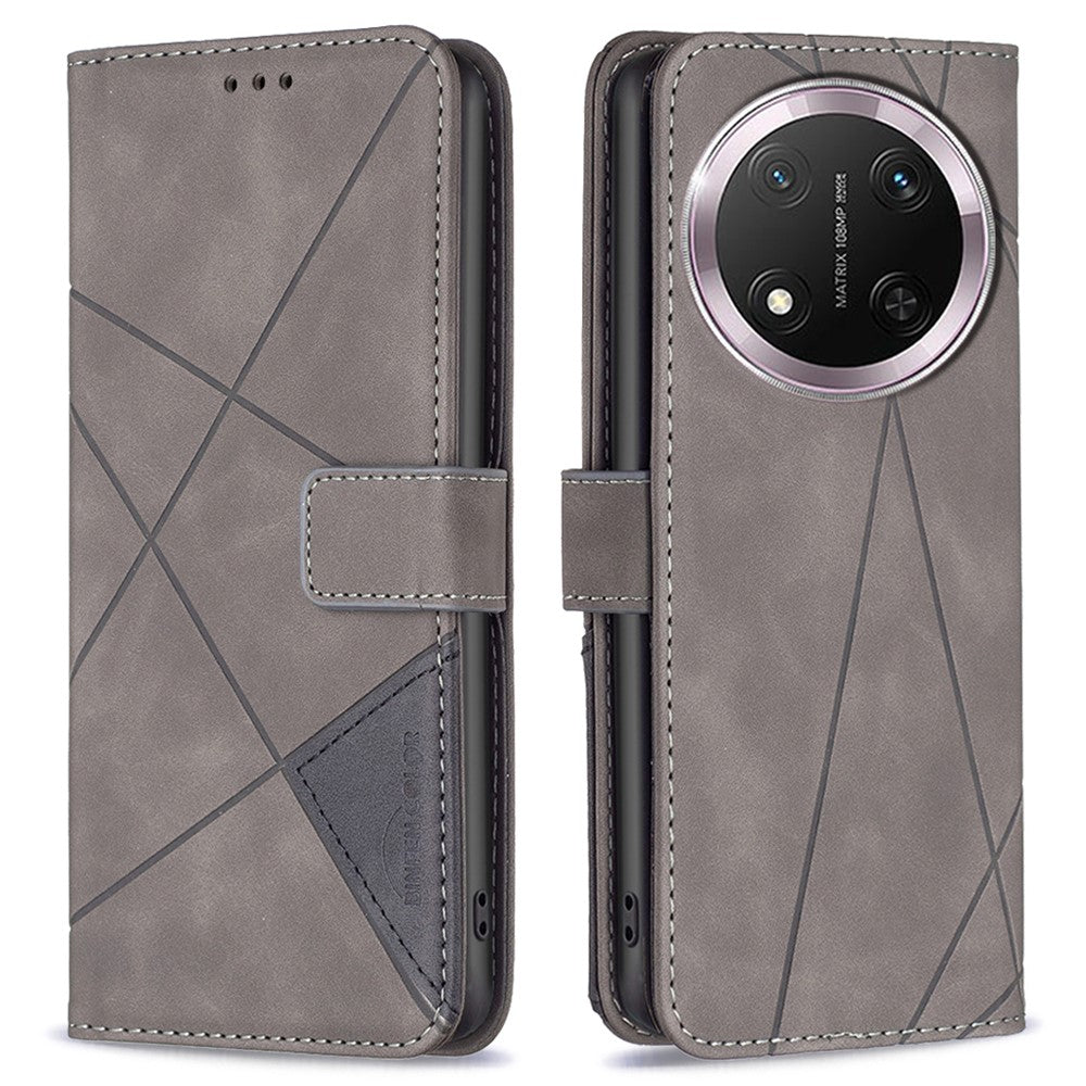 BINFEN COLOR For Honor Magic7 Lite 5G / X9c 5G / X60 Pro 5G Phone Cases Wallet Stand Geometry Imprint Leather Cover