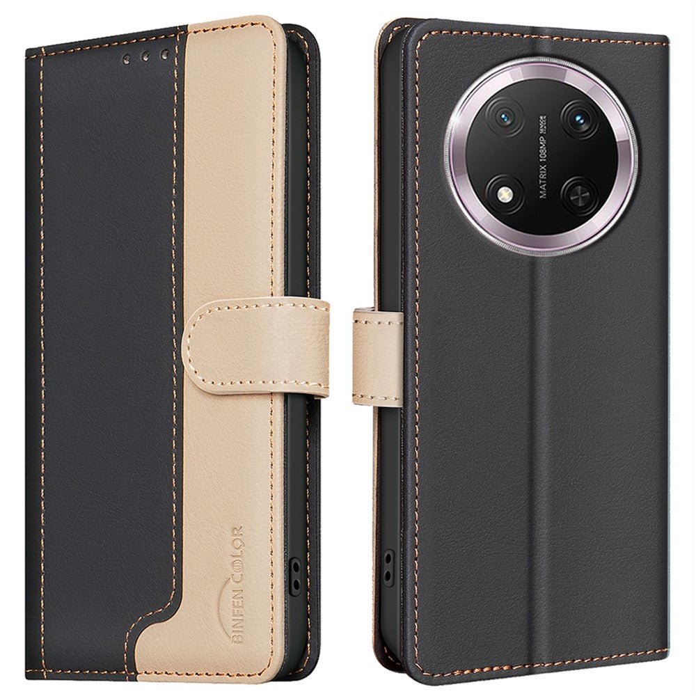BINFEN COLOR BF33 for Honor Magic7 Lite 5G / X9c 5G / X60 Pro 5G Leather Case Splicing Color RFID Blocking