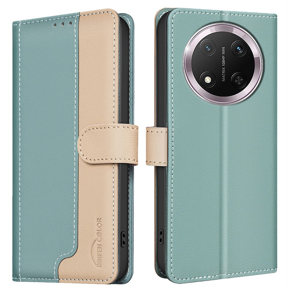 BINFEN COLOR BF33 for Honor Magic7 Lite 5G / X9c 5G / X60 Pro 5G Leather Case Splicing Color RFID Blocking