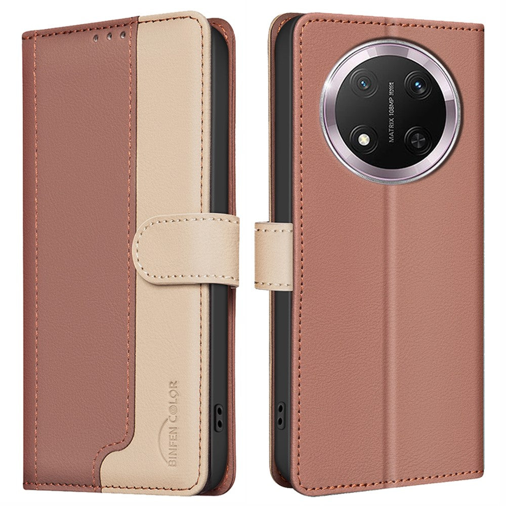 BINFEN COLOR BF33 for Honor Magic7 Lite 5G / X9c 5G / X60 Pro 5G Leather Case Splicing Color RFID Blocking