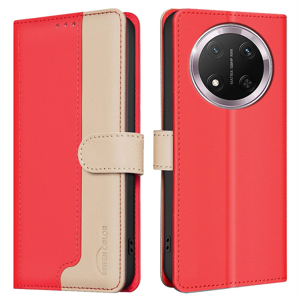 BINFEN COLOR BF33 for Honor Magic7 Lite 5G / X9c 5G / X60 Pro 5G Leather Case Splicing Color RFID Blocking