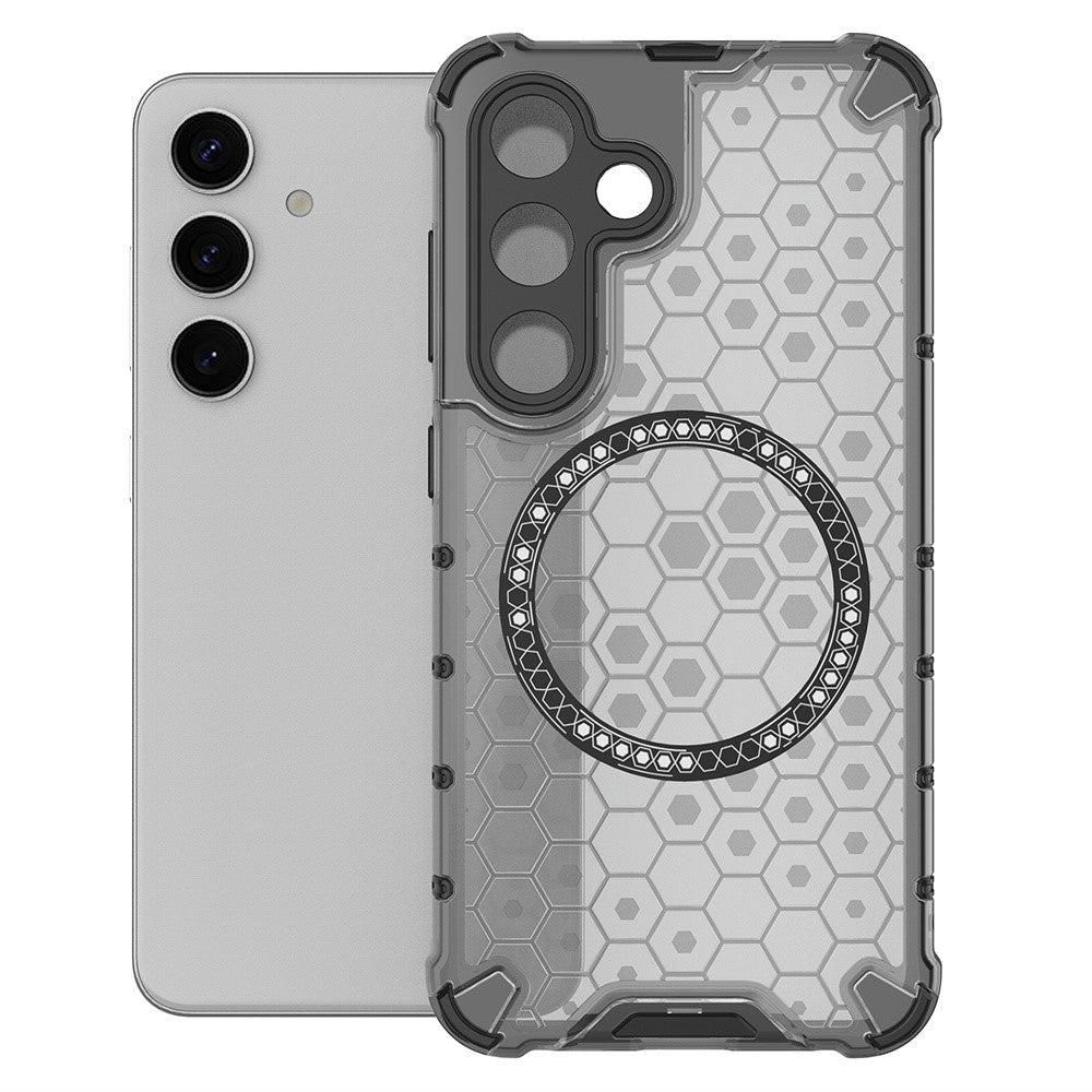 For Samsung Galaxy S25 Magnetic Case Honeycomb Design TPU+PC Phone Cover