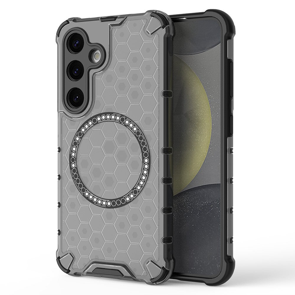 For Samsung Galaxy S25 Magnetic Case Honeycomb Design TPU+PC Phone Cover