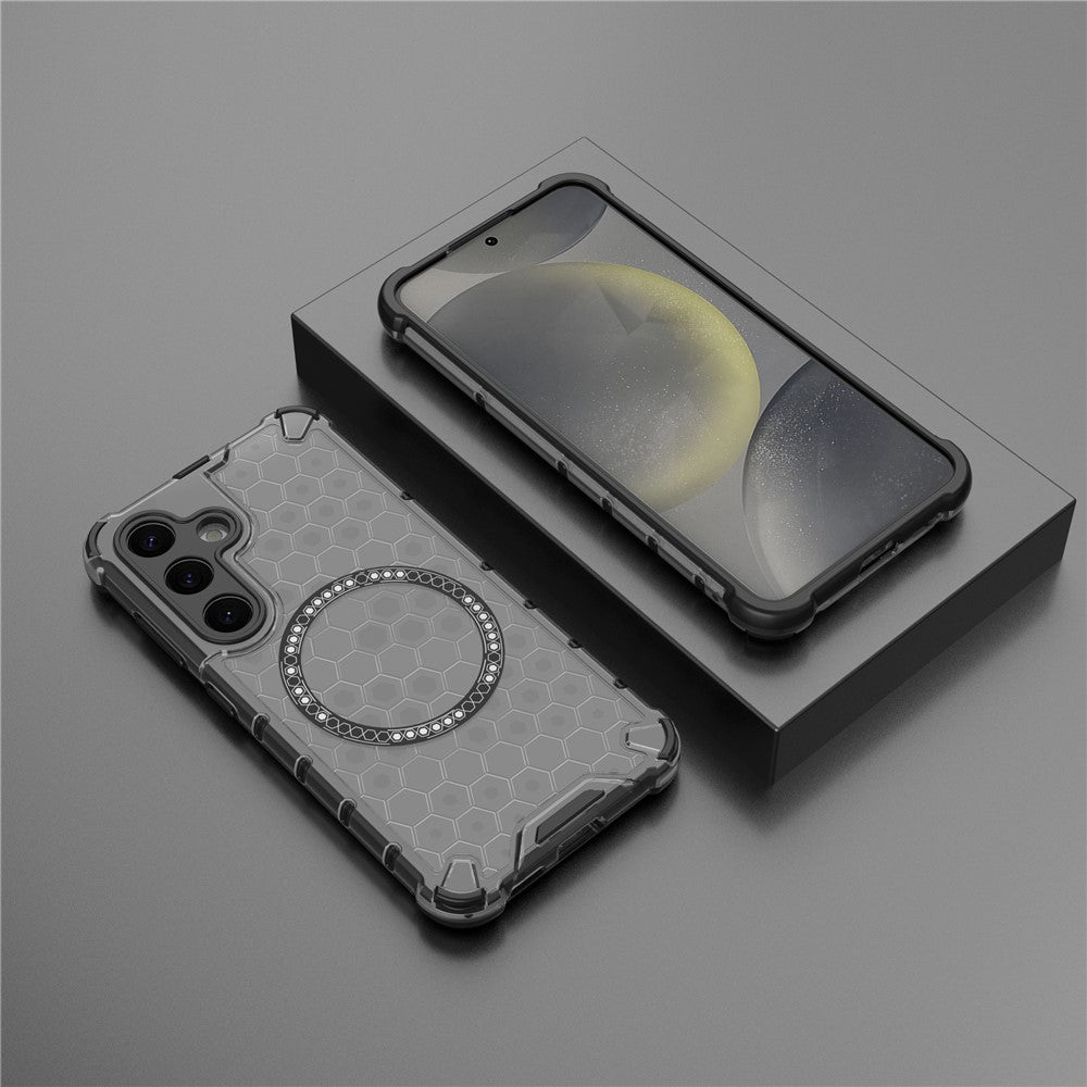 For Samsung Galaxy S25 Magnetic Case Honeycomb Design TPU+PC Phone Cover