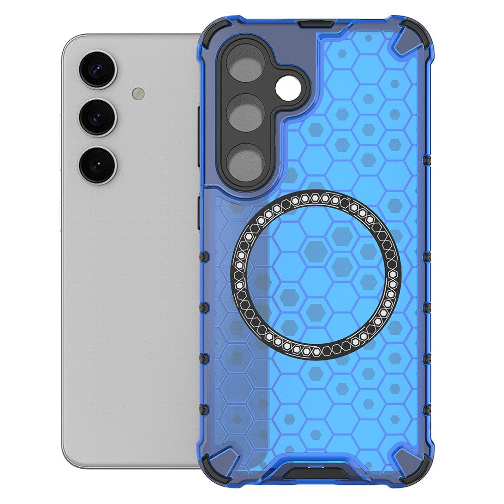 For Samsung Galaxy S25 Magnetic Case Honeycomb Design TPU+PC Phone Cover