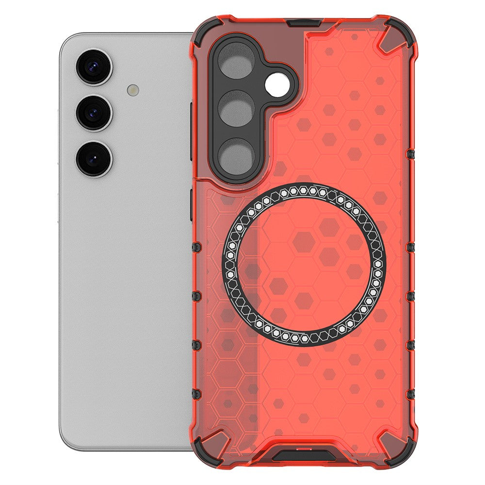 For Samsung Galaxy S25 Magnetic Case Honeycomb Design TPU+PC Phone Cover
