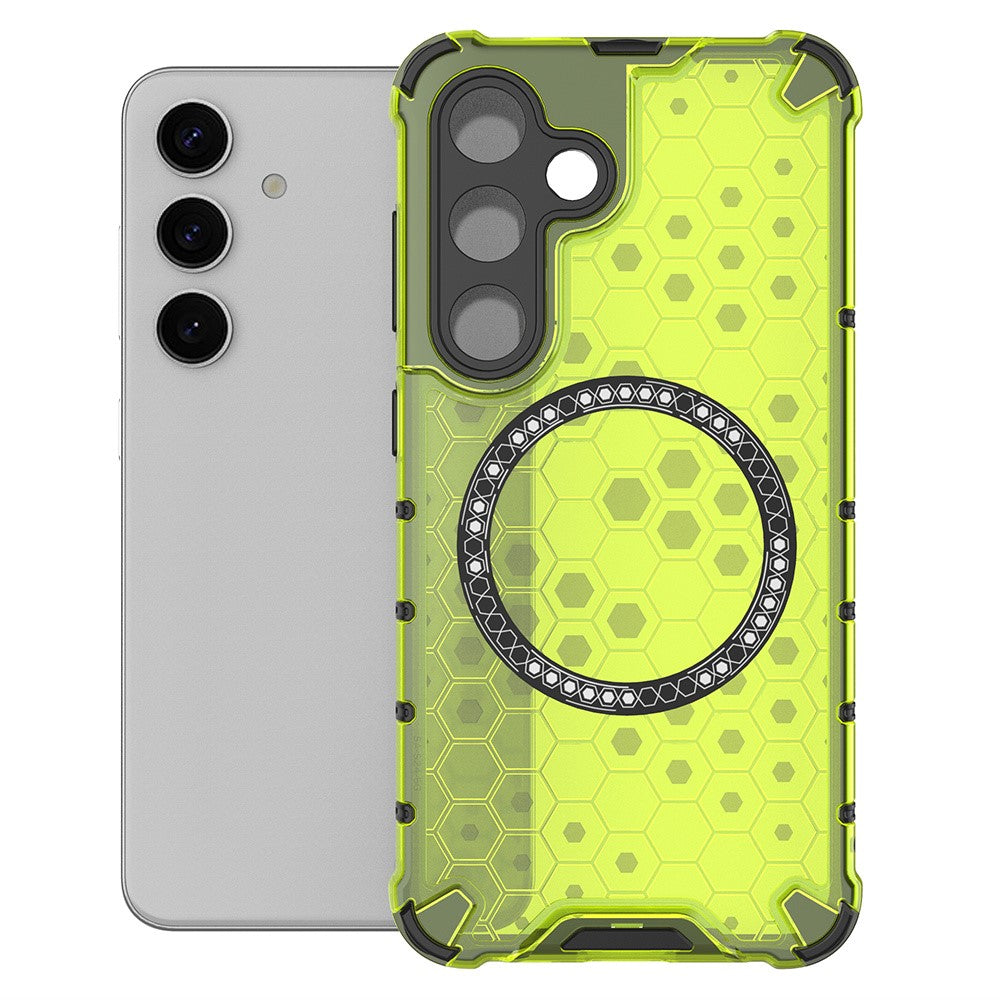 For Samsung Galaxy S25 Magnetic Case Honeycomb Design TPU+PC Phone Cover