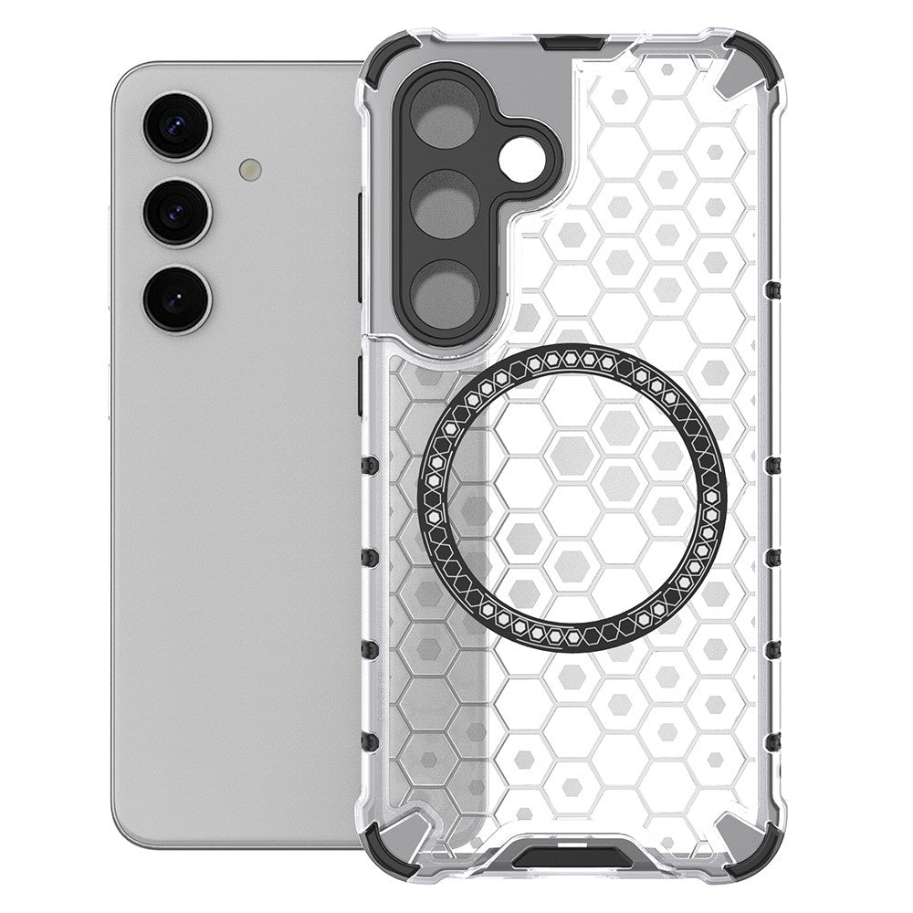 For Samsung Galaxy S25 Magnetic Case Honeycomb Design TPU+PC Phone Cover