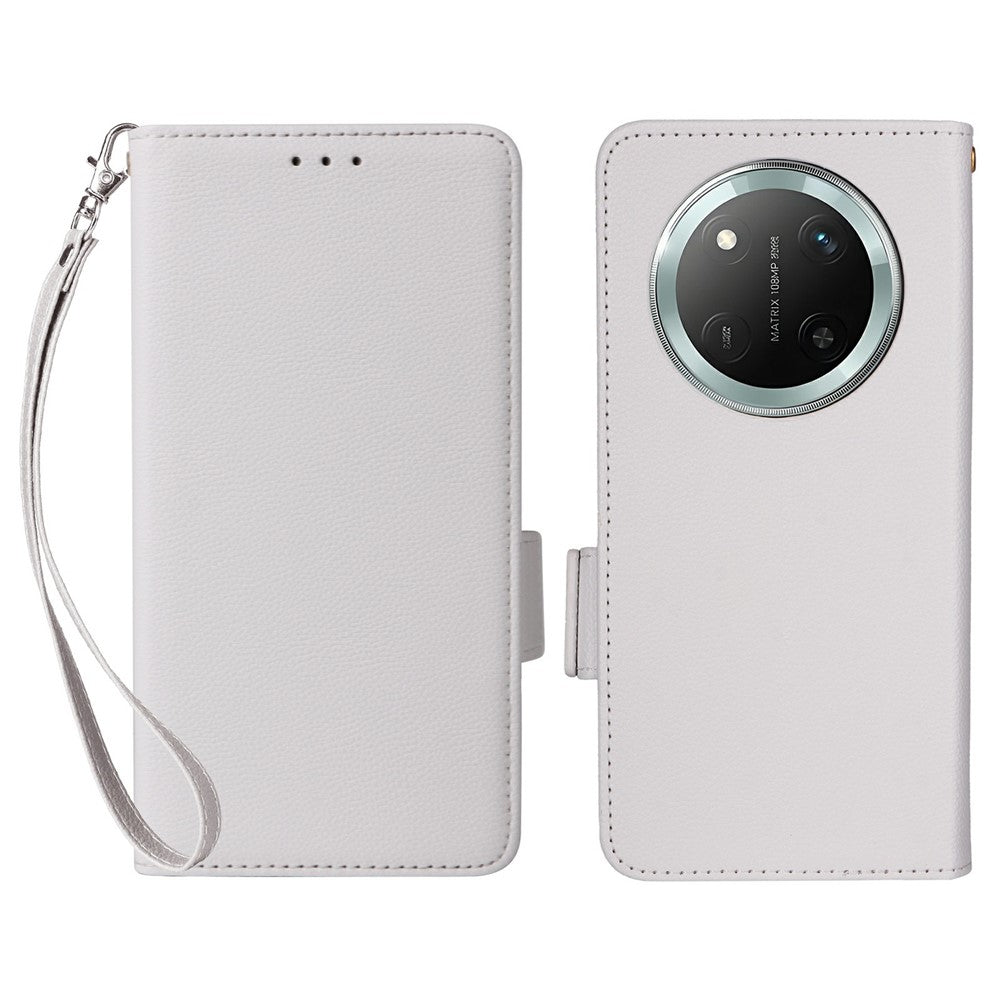 Leather Case with Wrist Strap for Honor X9c 5G / Magic7 Lite 5G / X60 Pro 5G Litchi Texture Wallet Phone Cover