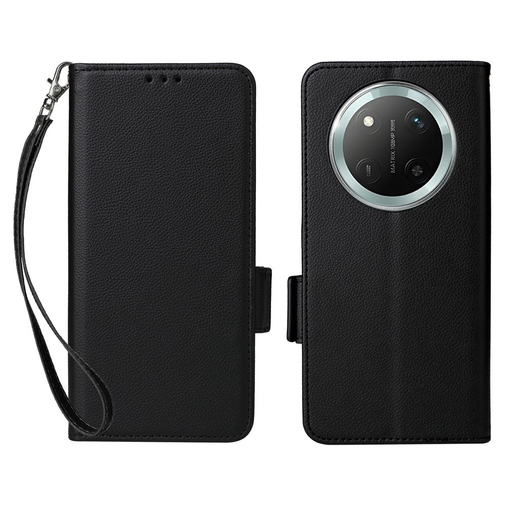 Leather Case with Wrist Strap for Honor X9c 5G / Magic7 Lite 5G / X60 Pro 5G Litchi Texture Wallet Phone Cover