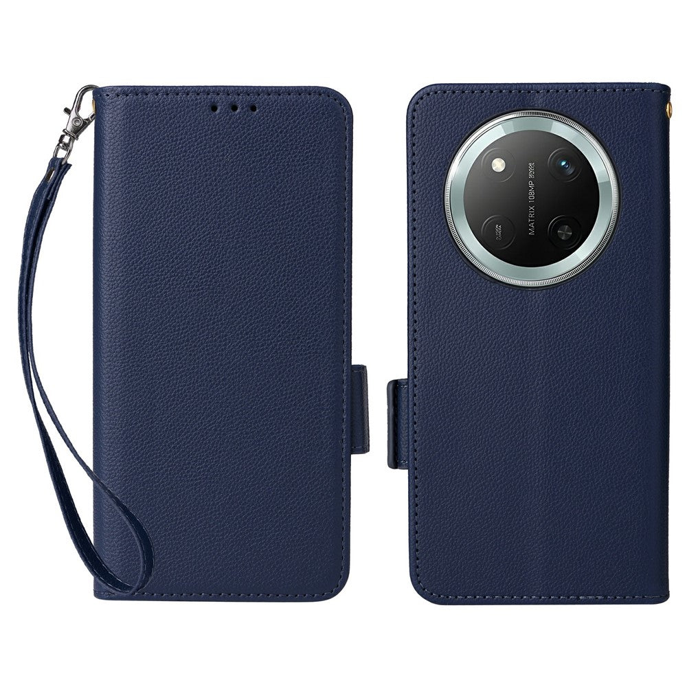 Leather Case with Wrist Strap for Honor X9c 5G / Magic7 Lite 5G / X60 Pro 5G Litchi Texture Wallet Phone Cover