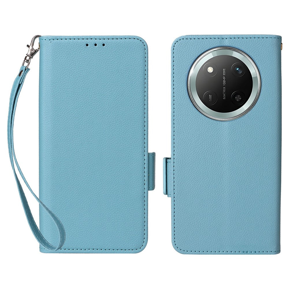 Leather Case with Wrist Strap for Honor X9c 5G / Magic7 Lite 5G / X60 Pro 5G Litchi Texture Wallet Phone Cover
