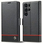 LC.IMEEKE etui til Samsung Galaxy S25 Ultra med kulfibertekstur, mobilcover, stativ og kortholder