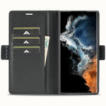 LC.IMEEKE etui til Samsung Galaxy S25 Ultra med kulfibertekstur, mobilcover, stativ og kortholder