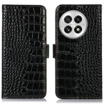 For OnePlus 13 Case Crocodile Texture Genuine Cow Leather Phone Wallet Cover