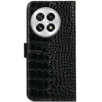 For OnePlus 13 Case Crocodile Texture Genuine Cow Leather Phone Wallet Cover
