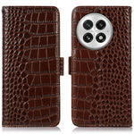 For OnePlus 13 Case Crocodile Texture Genuine Cow Leather Phone Wallet Cover