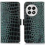 For OnePlus 13 Case Crocodile Texture Genuine Cow Leather Phone Wallet Cover