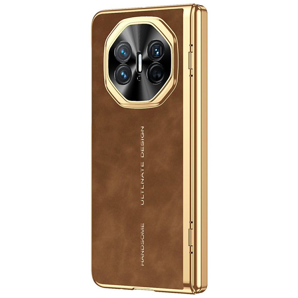 For Huawei Mate X3 4G Phone Case with Tempered Glass Film Electroplating Leather+PC Mobile Cover