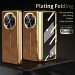 For Huawei Mate X3 4G Phone Case with Tempered Glass Film Electroplating Leather+PC Mobile Cover