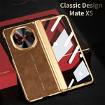 For Huawei Mate X3 4G Phone Case with Tempered Glass Film Electroplating Leather+PC Mobile Cover