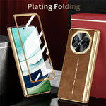 For Huawei Mate X3 4G Phone Case with Tempered Glass Film Electroplating Leather+PC Mobile Cover
