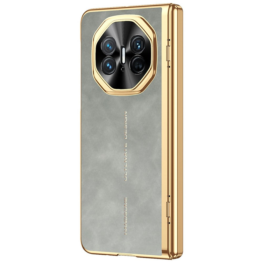 For Huawei Mate X3 4G Phone Case with Tempered Glass Film Electroplating Leather+PC Mobile Cover