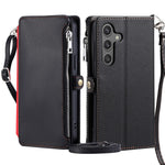 015 Style For Samsung Galaxy A56 5G Case TPU+PU Leather Wallet Phone Cover with Straps