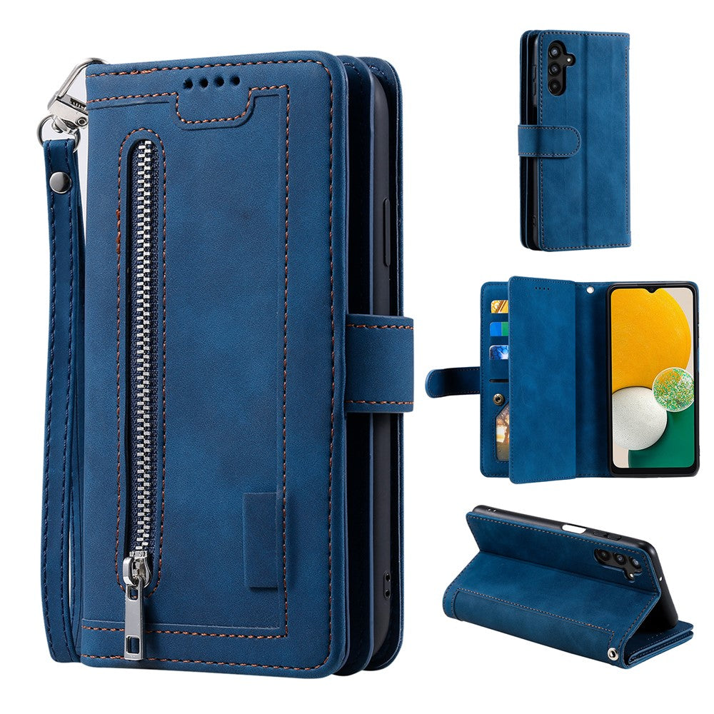 For Samsung Galaxy A56 5G Case PU Leather Phone Cover with Zipper Wallet 9 Card Slots