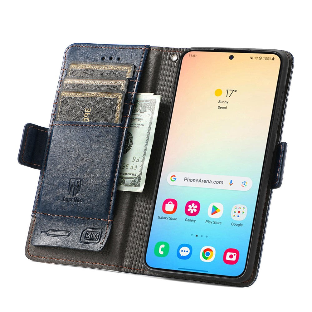 CASENEO Til Samsung Galaxy S25 Telefoncovers PU Læder Cover Stand med RFID-blokerende Pung