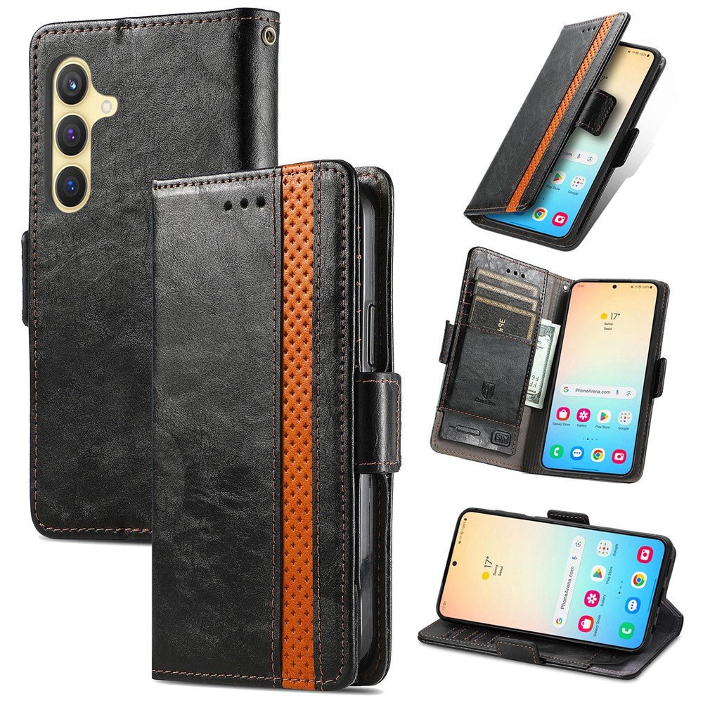 CASENEO Til Samsung Galaxy S25 Telefoncovers PU Læder Cover Stand med RFID-blokerende Pung