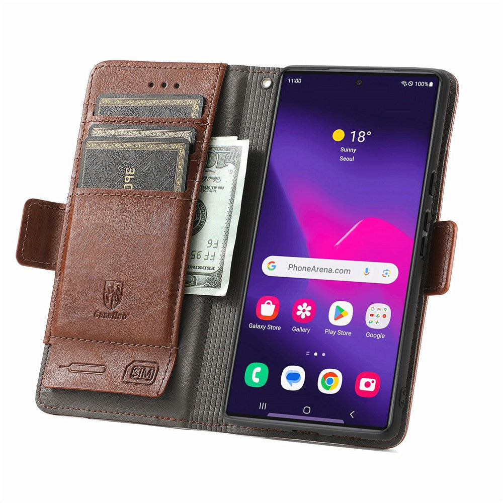 CASENEO För Samsung Galaxy S25 Ultra Mobilskal PU Läderfodral Stativ med RFID-blockerande Plånbok